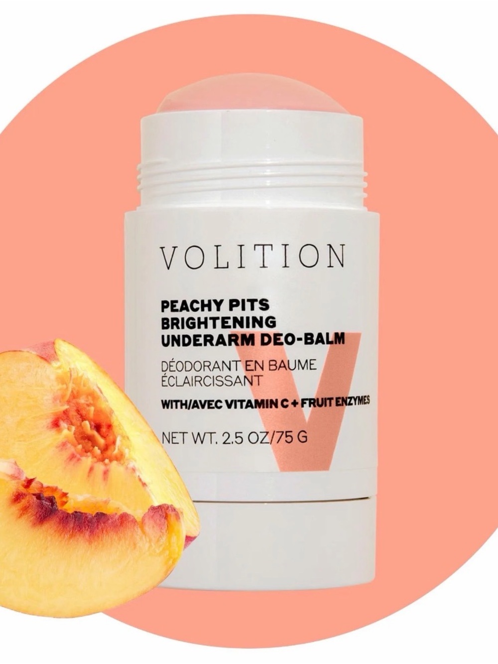 Volition Peachy Pits Brightening Underarm Deo-Balm — Peach